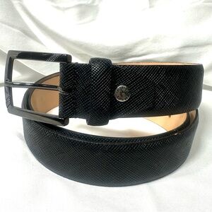 Calzoleria Toscana Black Leather Belt 135 Made Italy Genuine Leather Big & Tall